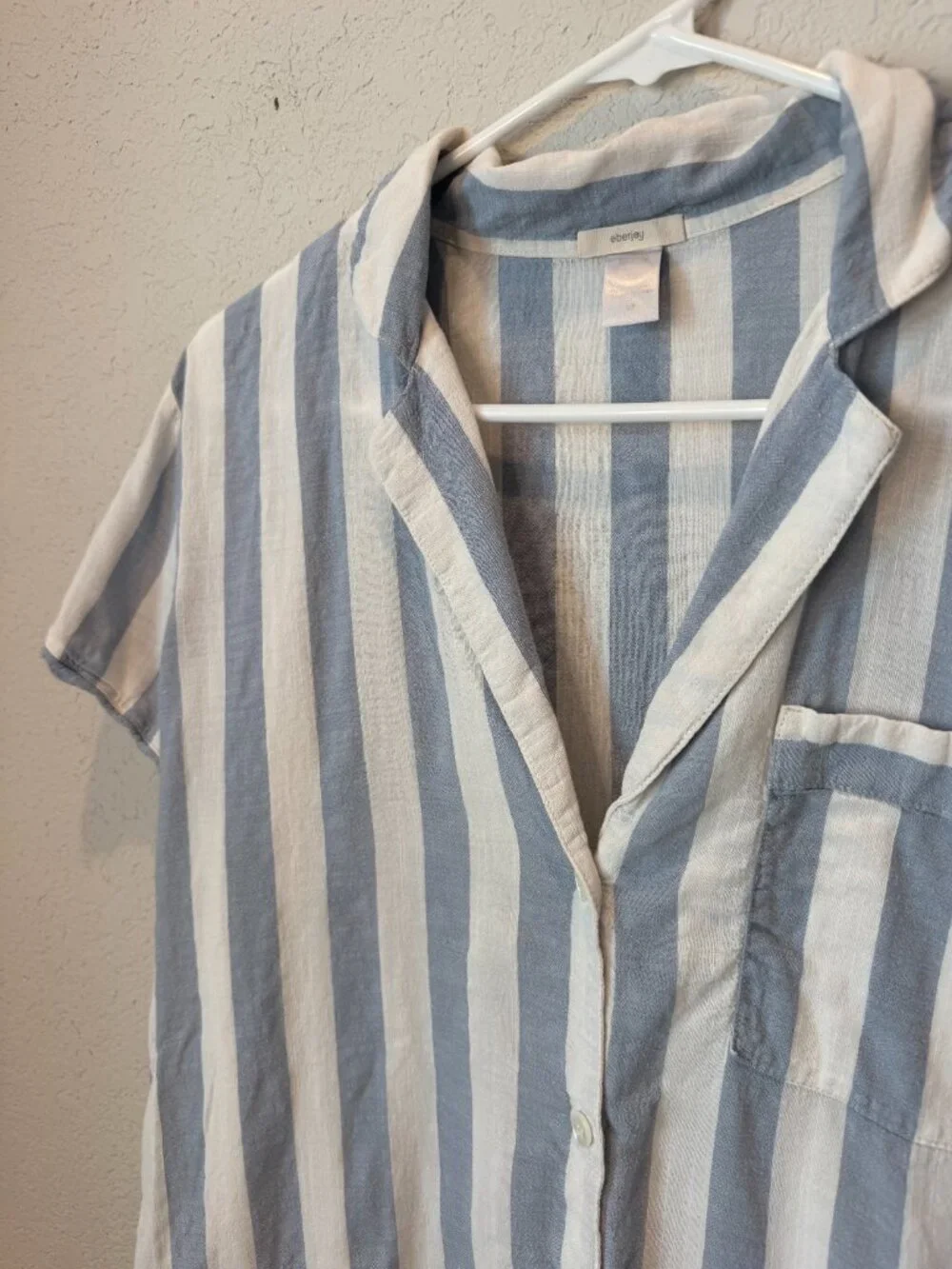Eberjey Blue White Umbrella Stripes Pajama Set Size Small - Picture 3 of 10